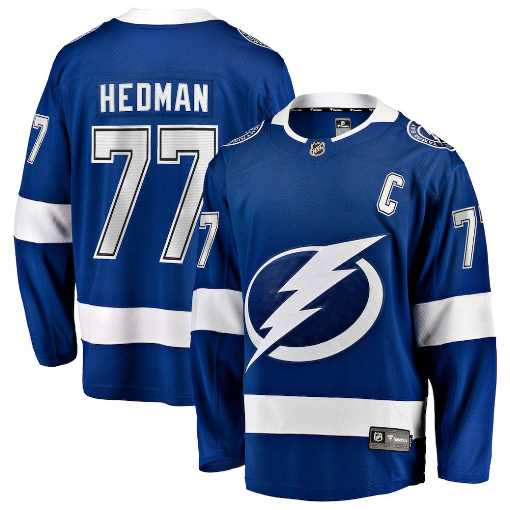 Victor Hedman Tampa Bay Lightning Fanatics Home Captain Patch Breakaway Jersey Blue