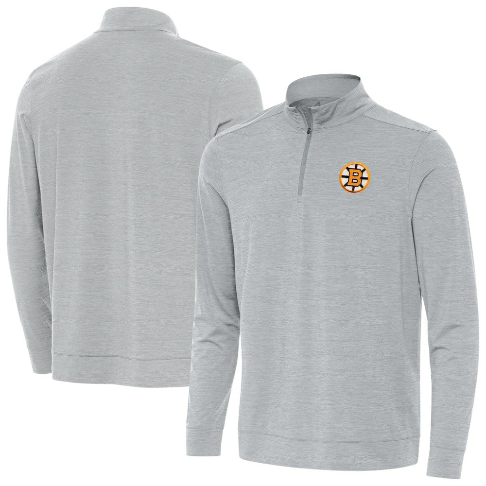 Boston Bruins Antigua Bright Quarter-Zip Pullover Heather Gray