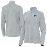 St. Louis Blues Antigua Mentor Long Sleeve Quarter-Zip Mock Polo Heather Gray