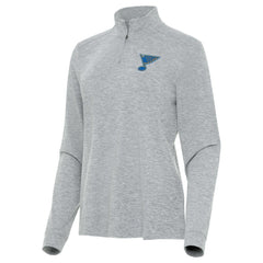 St. Louis Blues Antigua Mentor Long Sleeve Quarter-Zip Mock Polo Heather Gray