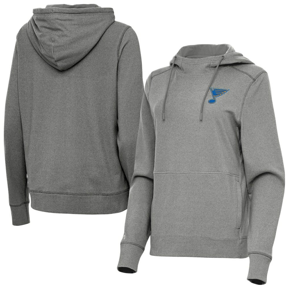 St. Louis Blues Antigua Women's Justice Pullover Hoodie Heather Black