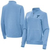 St. Louis Blues Antigua Women's Crush Quarter-Zip Pullover Heather Blue