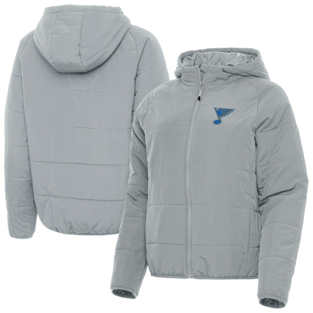 St. Louis Blues Antigua Women's Raglan Universe Full-Zip Hooded Jacket Gray