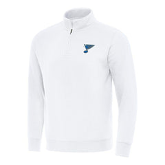 St. Louis Blues Antigua Victory Quarter-Zip Pullover Top White