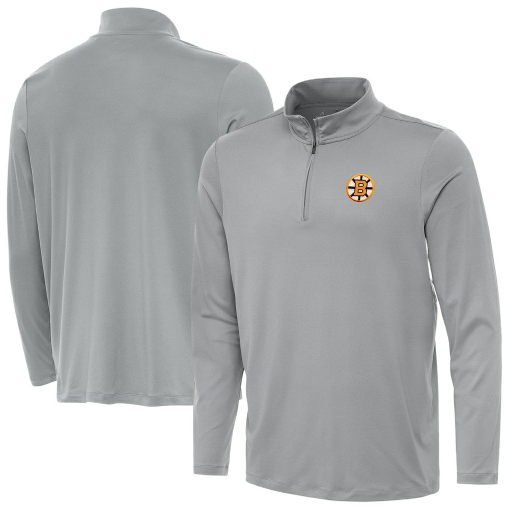 Boston Bruins Antigua Reprocess Quarter-Zip Pullover Gray