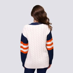 Houston Astros Lusso Women's Shyla Knit V-Neck Full-Zip Sweater Navy/White