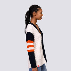 San Francisco Giants Lusso Women's Shyla Knit V-Neck Full-Zip Sweater Black/White