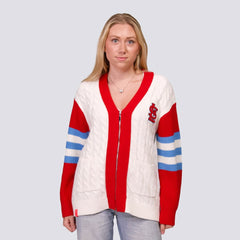 St. Louis Cardinals Lusso Women's Shyla Knit V-Neck Full-Zip Sweater Red/White