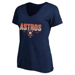 Houston Astros Profile Women's Plus Size Wordmark V-Neck T-Shirt Navy