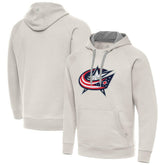 Columbus Blue Jackets Antigua Big Logo Victory Pullover Hoodie Cream