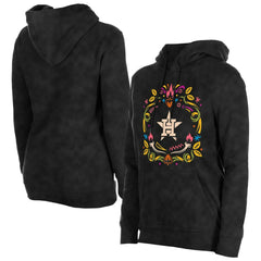 Houston Astros Women's Día de Muertos Mineral Wash Hoodie Sweatshirt Black | New Era