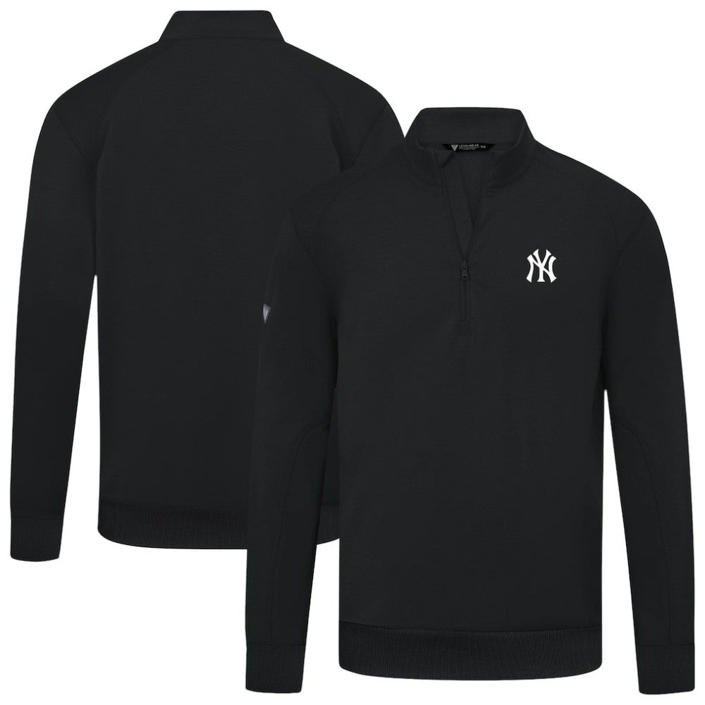 New York Yankees Levelwear Upright Insignia Tri-Blend Quarter-Zip Pullover Black