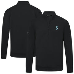 Seattle Mariners Levelwear Upright Insignia Tri-Blend Quarter-Zip Pullover Black