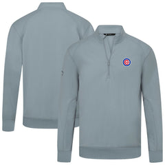 Chicago Cubs Levelwear Upright Insignia Tri-Blend Quarter-Zip Pullover Gray