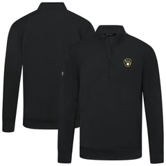 Milwaukee Brewers Levelwear Upright Insignia Tri-Blend Quarter-Zip Pullover Black
