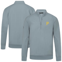 Pittsburgh Pirates Levelwear Upright Insignia Tri-Blend Quarter-Zip Pullover Gray