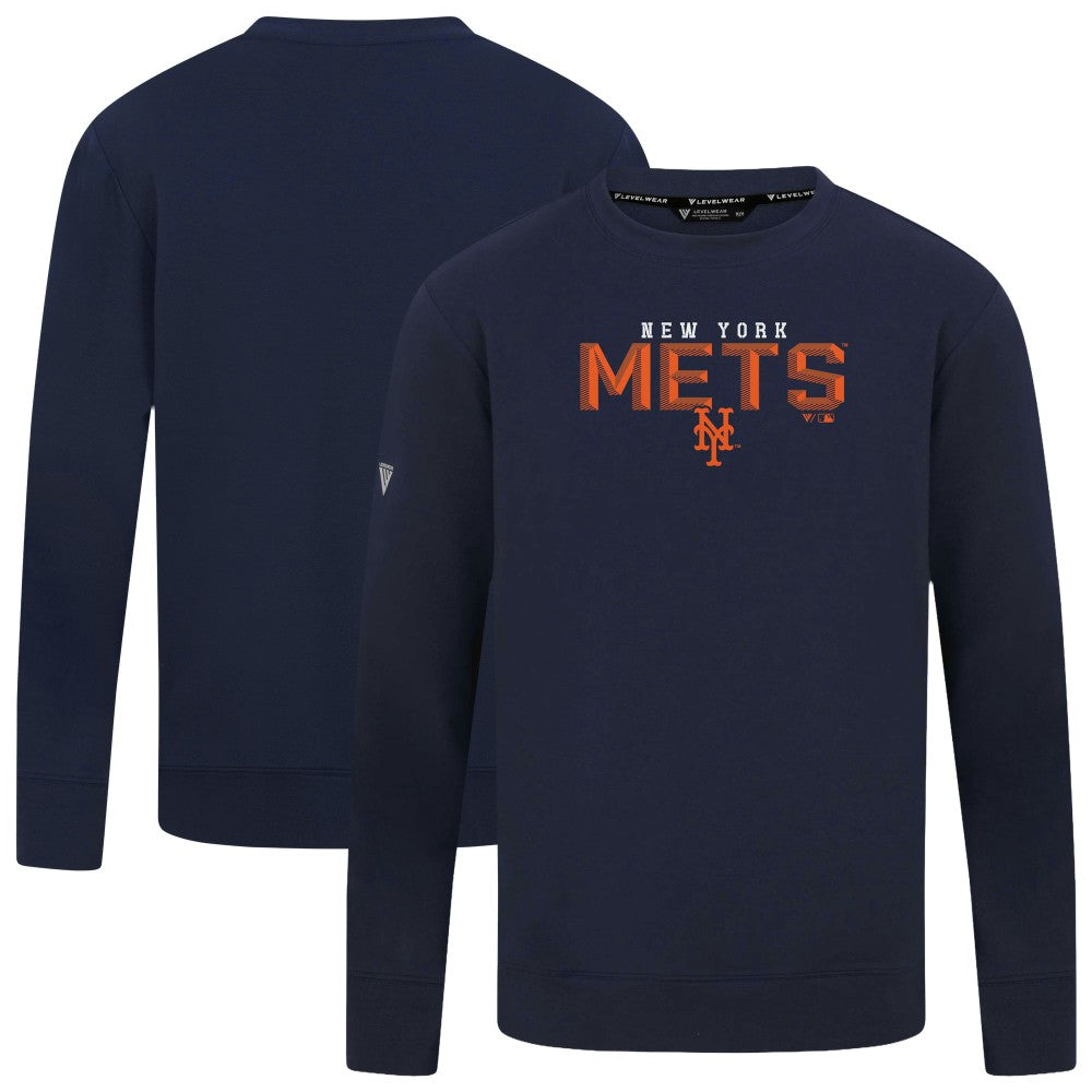 New York Mets Levelwear Mandate Carve Tri-Blend Sweatshirt Navy