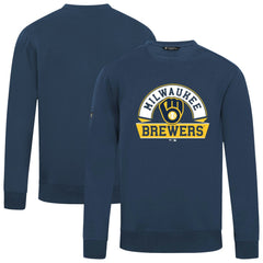 Milwaukee Brewers Levelwear Zane Banner Arch Sweatshirt Navy