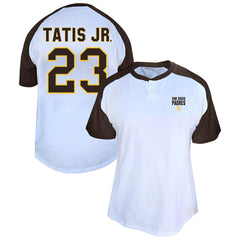 Fernando Tatis Jr. San Diego Padres Profile Women's Plus Size Name & Number Raglan Henley T-Shirt White