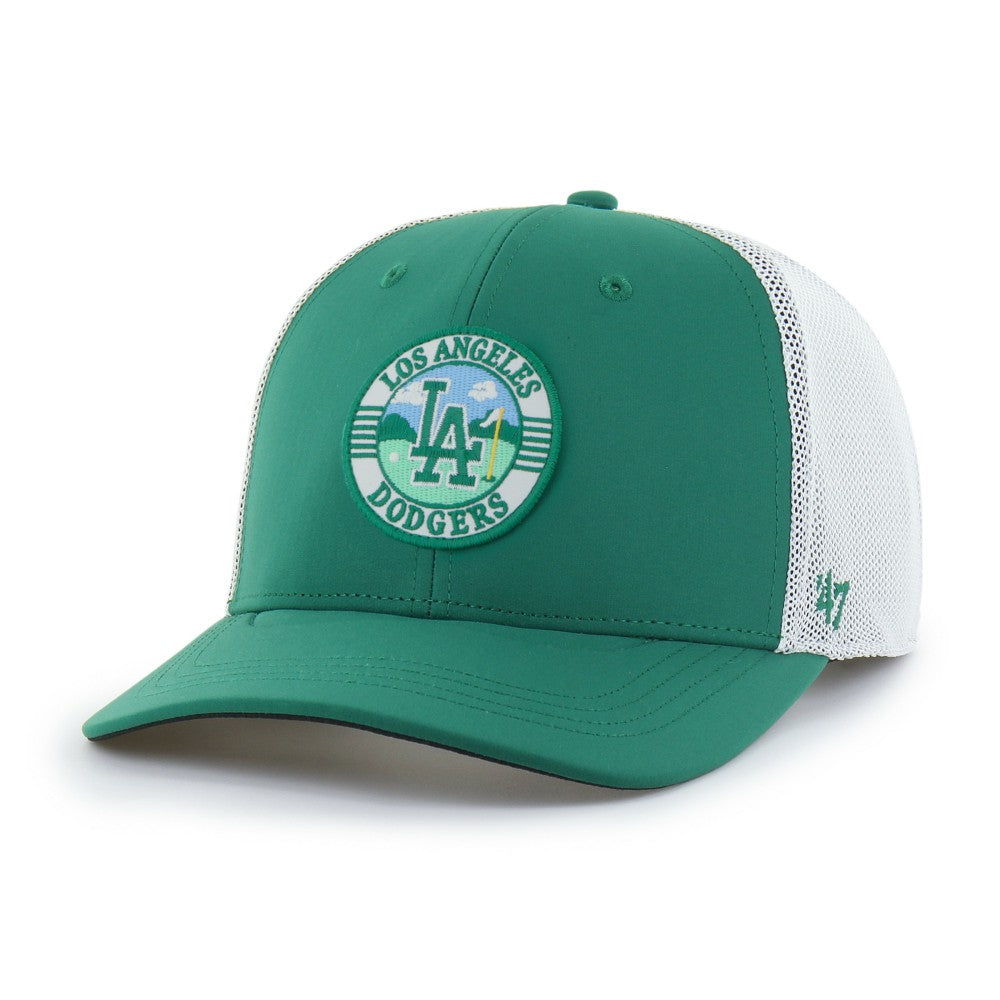 Los Angeles Dodgers Elevated Greens Adjustable Trucker Hat Kelly Green/White | 47 brand