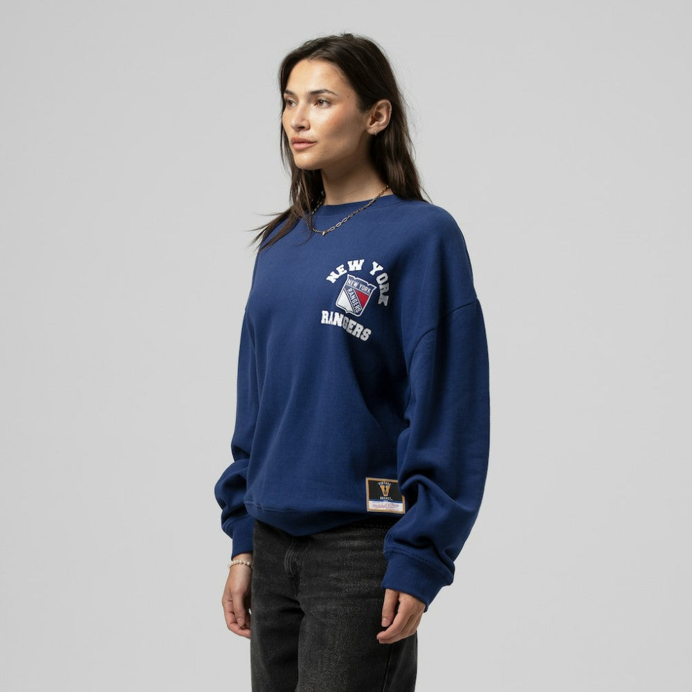 New York Rangers Mitchell & Ness Women's Vintage Crewneck Sweatshirt Blue