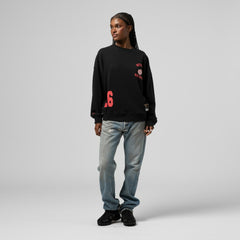 Detroit Red Wings Mitchell & Ness Women's Vintage Crewneck Sweatshirt Black
