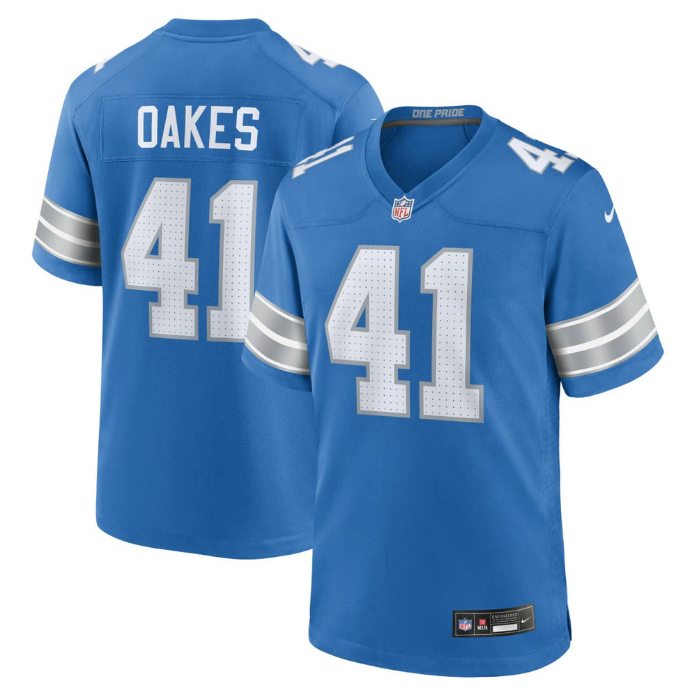 Gunnar Oakes Detroit Lions Team Game Jersey - Blue
