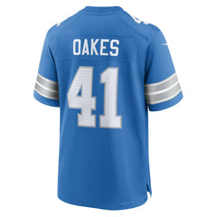 Gunnar Oakes Detroit Lions Team Game Jersey - Blue