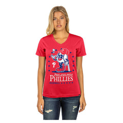 Philadelphia Phillies Women's Little Miss 2 V-Neck T-Shirt Red | New Era