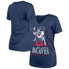 Atlanta Braves Women's Little Miss 2 V-Neck T-Shirt Navy | New Era