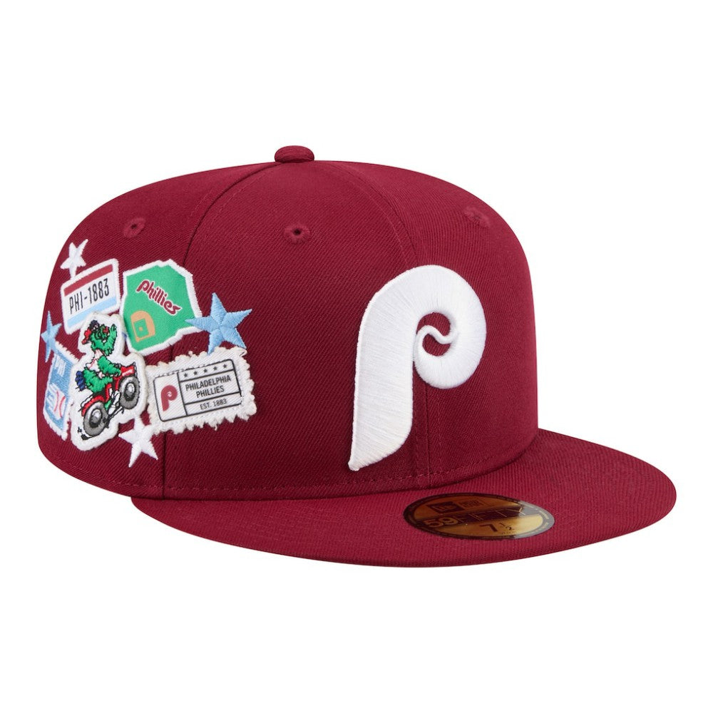 Philadelphia Phillies City Patch 59FIFTY Fitted Hat Burgundy | New Era