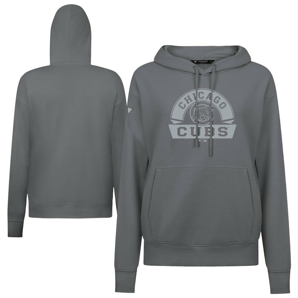 Chicago Cubs Levelwear Women's Adorn Banner Arch Hoodie Stone