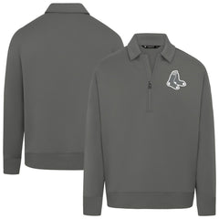 Boston Red Sox Levelwear Women's Canmore Chenille Logo Quarter-Zip Top Stone