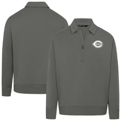 Cincinnati Reds Levelwear Women's Canmore Chenille Logo Quarter-Zip Top Stone