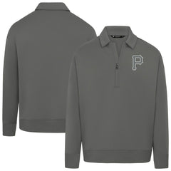 Pittsburgh Pirates Levelwear Women's Canmore Chenille Logo Quarter-Zip Top Stone