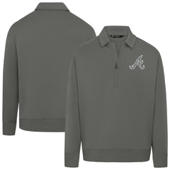 Atlanta Braves Levelwear Women's Canmore Chenille Logo Quarter-Zip Top Stone