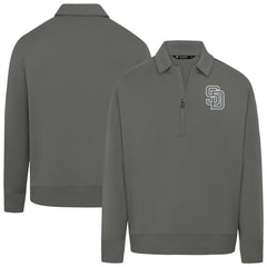 San Diego Padres Levelwear Women's Canmore Chenille Logo Quarter-Zip Top Stone