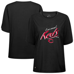 Cincinnati Reds Levelwear Women's Bloom Sizzle T-Shirt Black