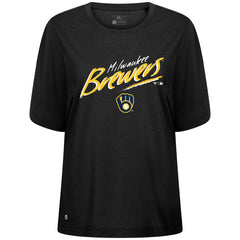 Milwaukee Brewers Levelwear Women's Bloom Sizzle T-Shirt Black