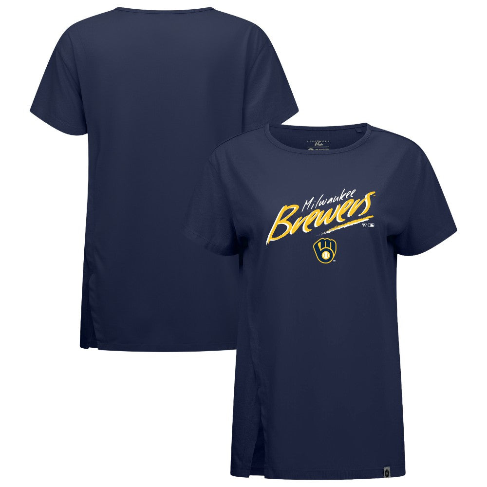 Milwaukee Brewers Levelwear Women's Influx Sizzle T-Shirt Navy