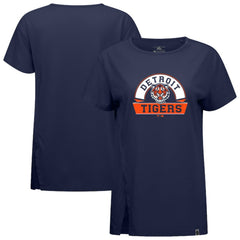 Detroit Tigers Levelwear Women's Influx Banner Arch T-Shirt Navy