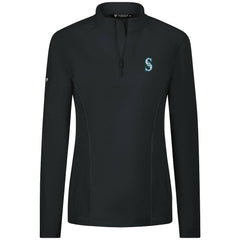 Seattle Mariners Levelwear Women's Upright Insignia 2.0 Quarter-Zip Tri-Blend Top Black