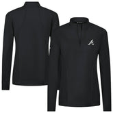 Atlanta Braves Levelwear Women's Upright Insignia 2.0 Quarter-Zip Tri-Blend Top Black
