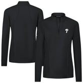 Philadelphia Phillies Levelwear Women's Upright Insignia 2.0 Quarter-Zip Tri-Blend Top Black