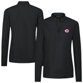 Cincinnati Reds Levelwear Women's Upright Insignia 2.0 Quarter-Zip Tri-Blend Top Black