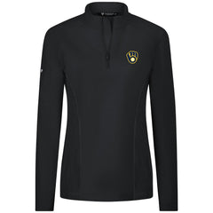 Milwaukee Brewers Levelwear Women's Upright Insignia 2.0 Quarter-Zip Tri-Blend Top Black