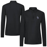 Colorado Rockies Levelwear Women's Upright Insignia 2.0 Quarter-Zip Tri-Blend Top Black