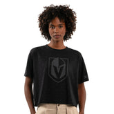 Vegas Golden Knights Starter Women's Rhinestone Sprinkle Boxy Cropped T-Shirt Black