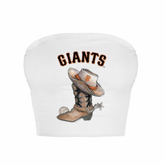 San Francisco Giants Tiny Turnip Women's Cowboy Boot Crop Tube Top White
