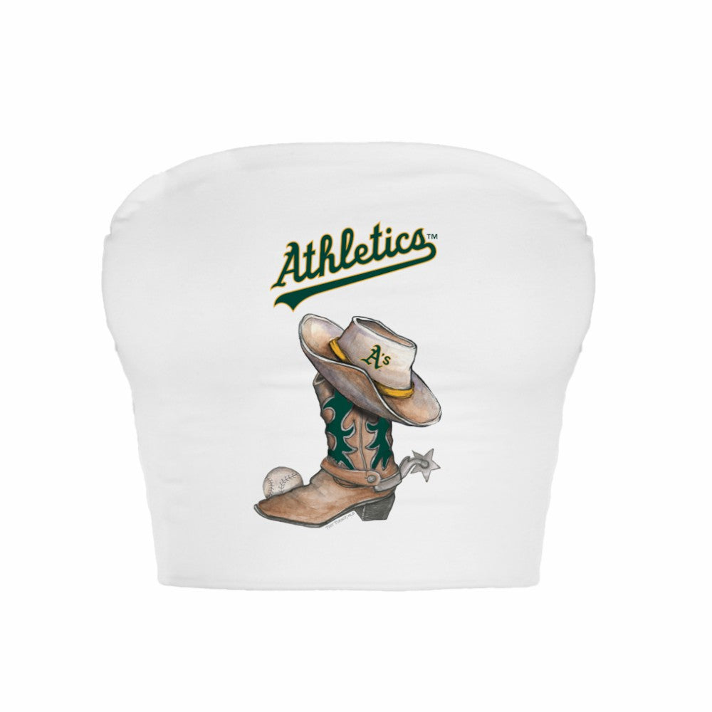 Athletics Tiny Turnip Women's Cowboy Boot Crop Tube Top White